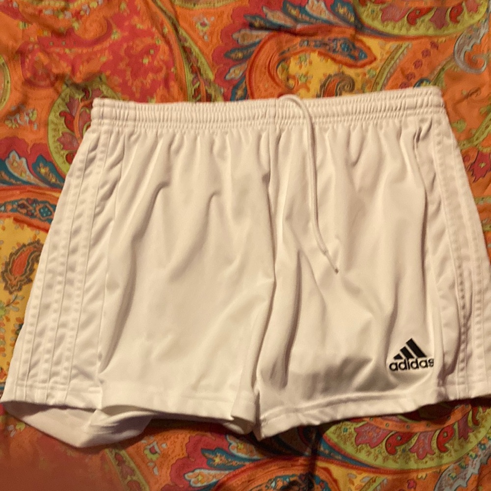 White Adidas athletic shorts